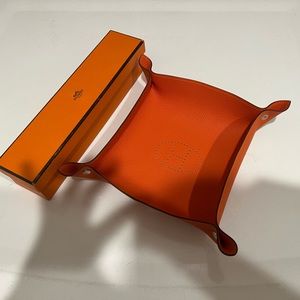 Hermes Mises et Relances Leather Jewelry Change Tray in Orange